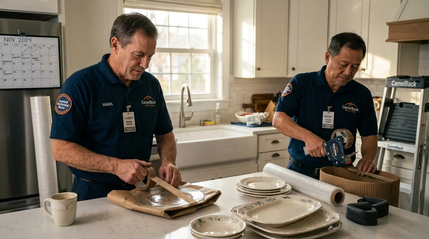 Professional crew packing kitchen dishware in Goodyear, AZ